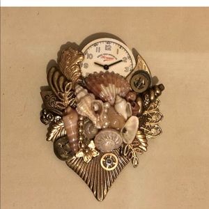 Unique mixed media pin watch face & shells JJ 1993
